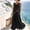 Black, variant on Women's Sleeveless Color-Blocked Maxi Dress, Round Neck Sundress with Pockets, Color Contrast Design Casual Summer Dress White XXL