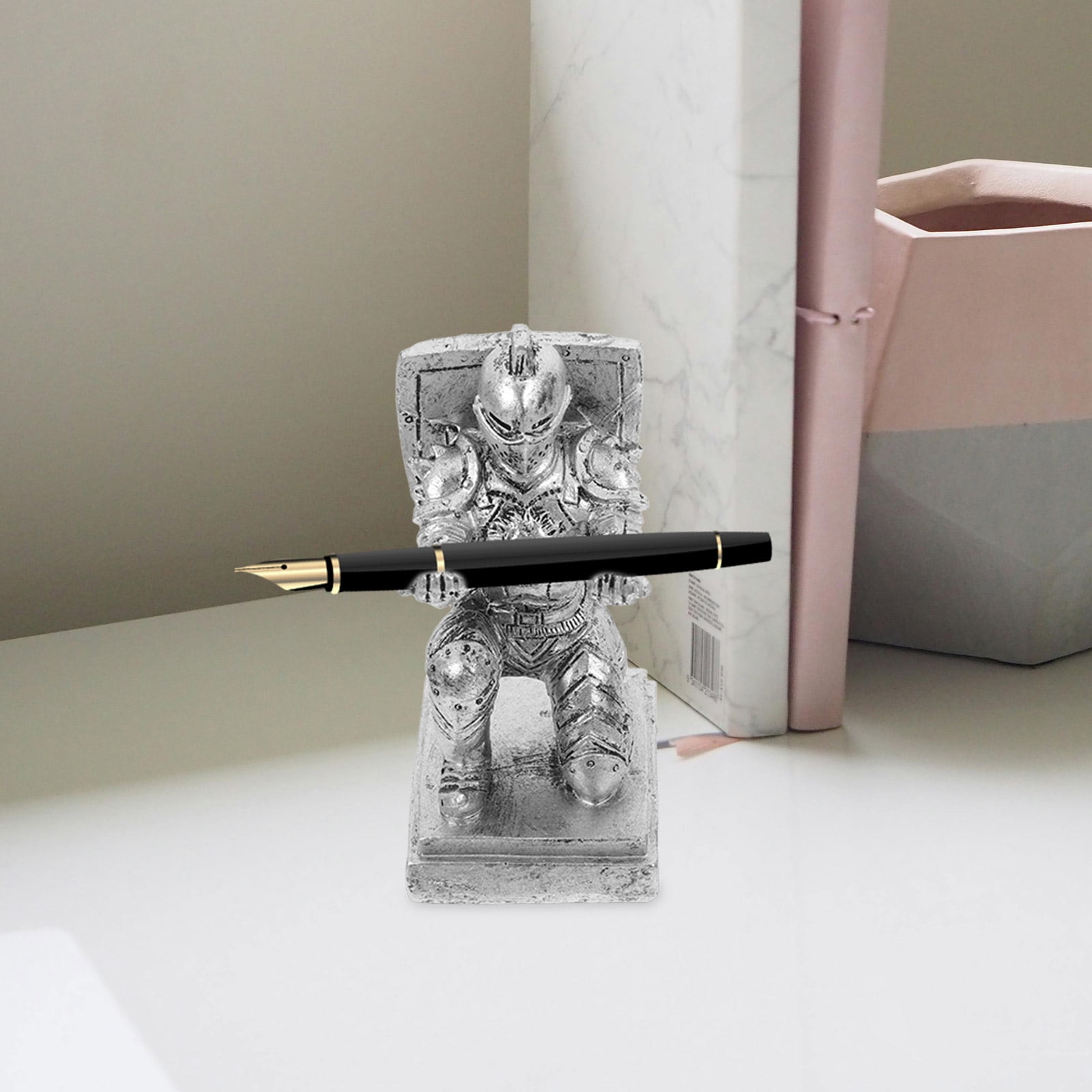 4pcs Knight Shape Pen Holder Desk Organizer Accessories Executive Desk Pen Stand Decoration For Office And Home Stationery Decor
