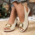 thumbnail image 2 of Dakaela Slingback Heeled Sandals for Women Fashion Open Toe Dressy Chunky Low Heels Wedge Casual Dress Pumps Shoes for Wedding Party Beige 6.5, 2 of 7