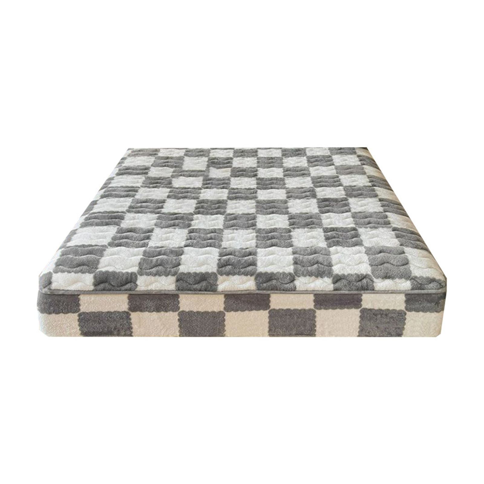 Quilted Fitted Sheet Winter Warm, Checkerboard Pattern Mattress Protector – Breathable Non-Slip Pocket Design, Soft Polyester Bed Cover for Care Bed, Home or Guest Room