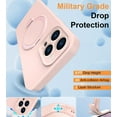thumbnail image 4 of ELEHOLD Magnetic Shockproof for iPhone 13 Case with 2 Tempered Glass Screen Protector, Compatible with MagSafe, Built-in Foldable Stand Slim Fit Liquid Silicone Gel Cover,Pink, 4 of 6