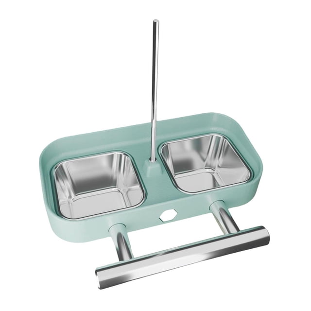 Almencla Bird Feeder for Cage No Mess Cage Accessory for Small to Medium Birds Parrot Green Square