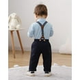 thumbnail image 3 of ZOEREA Baby Boy Suit 0-24M Gentleman Outfit Clothes Set Infant Long Sleeve Dress Shirt+Suspender Pants+Bowtie+Beret Hat, 3 of 7