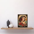 thumbnail image 2 of Pin Up Girl Roses Retro Tattoo Ink Body Art Rockabilly Americana 50s Artwork Framed Wall Art Print A4, 2 of 4