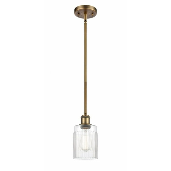 516-1S-BB-G342-Innovations Lighting-Hadley-1 Light Pendant in Art Nouveau Style-4.5 Inches Wide by 8 Inches High   Brushed Brass Finish with Clear