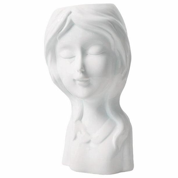 Maceta de cerámica con diseño de rostro de niña, estilo moderno, para plantas de interior. El 185x10x8cm