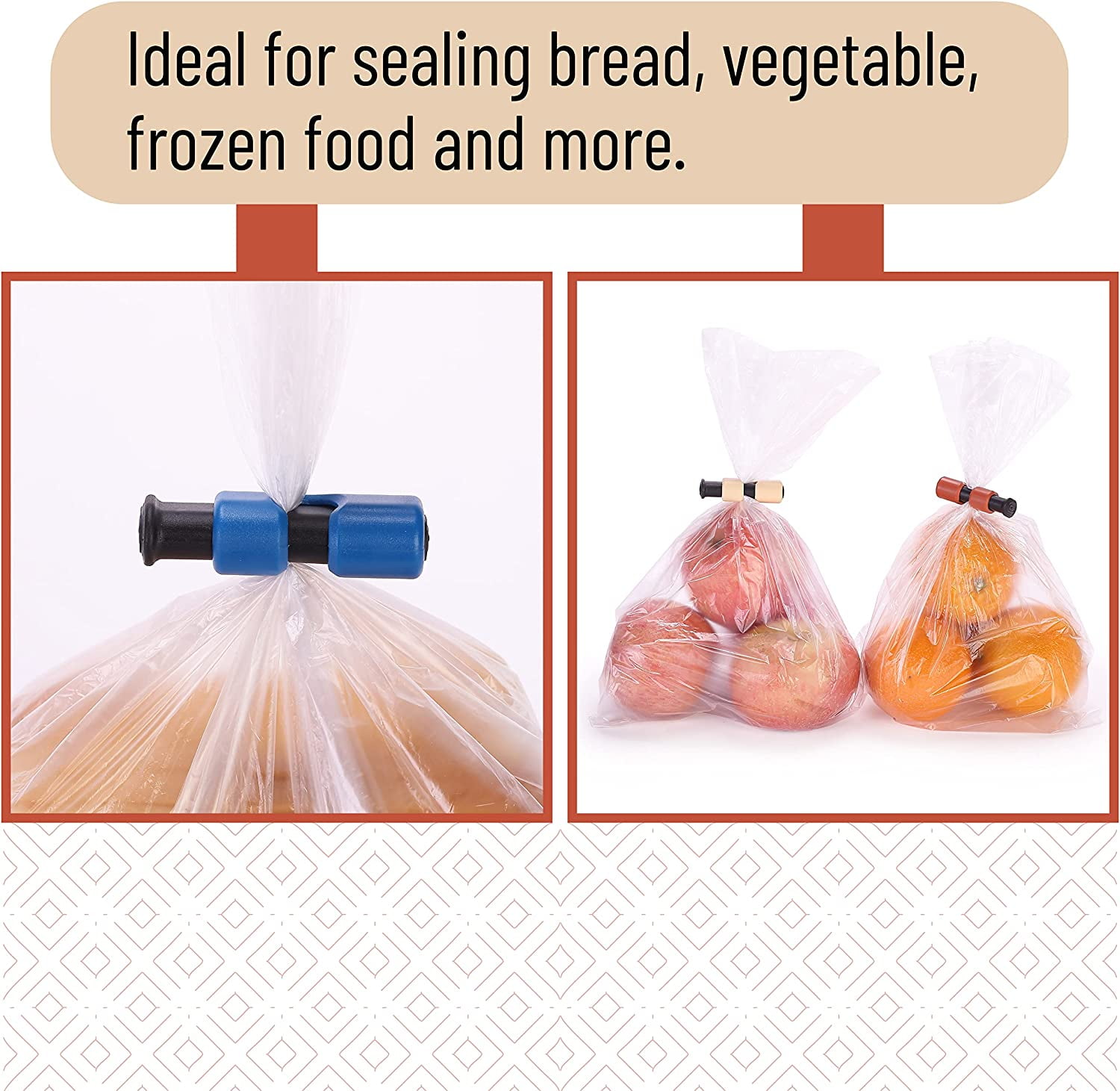 Reusable Plastic Bread Bag Clips, Keep Your Food Fresh After Opening, also  usable as Food Storage Bag Clips - 7/8 x 1 inches (100 Pieces)