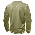 thumbnail image 6 of Wyobmus Vintage Crewneck Shirt for Men Fashion Vintage Color Block Long Sleeve Round Neck Collar Blouse Green, 6 of 8
