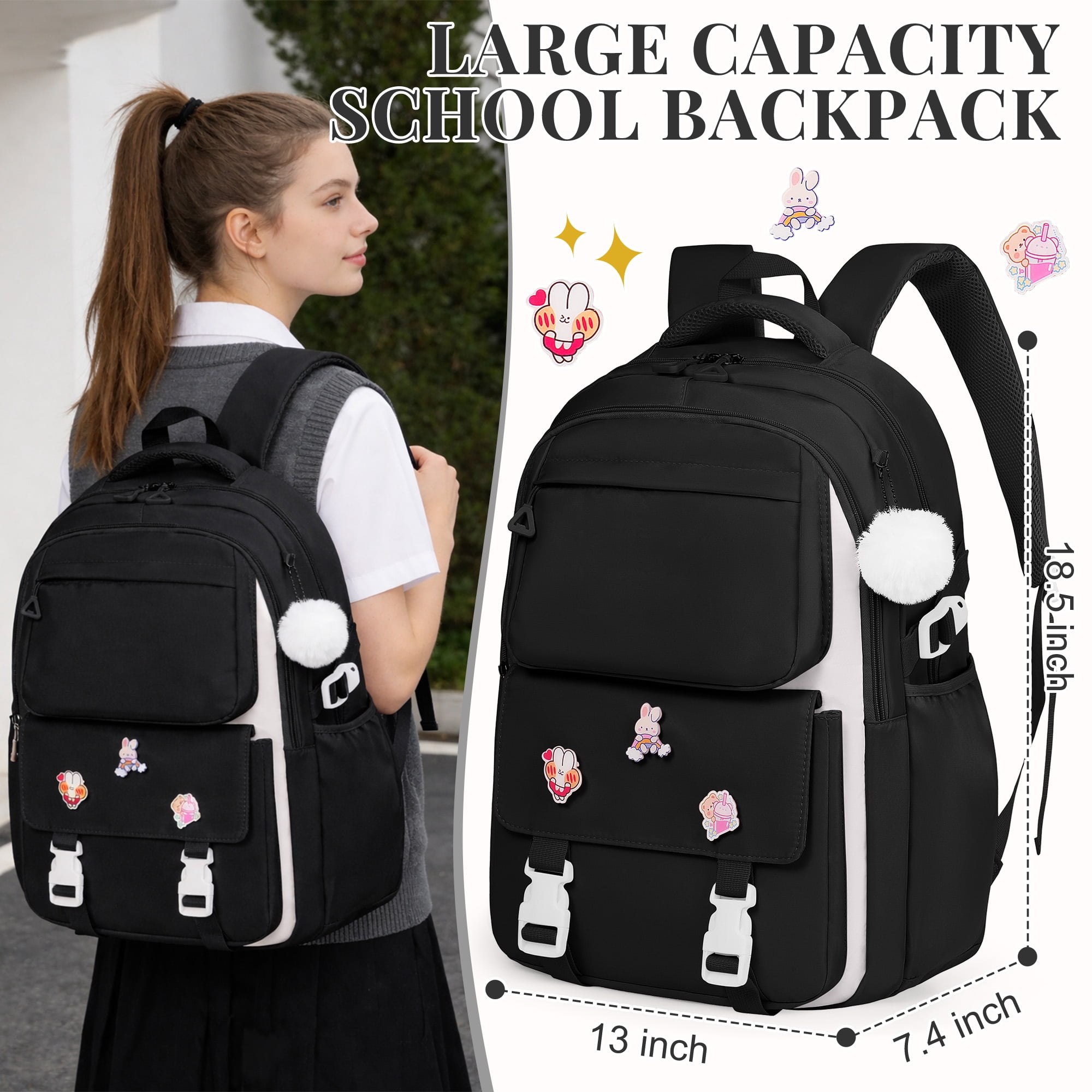DAKIMOE Kids Backpack School Backpacks for College Cute Girl Middle High School Bookbag Large Capacity Lightweight Waterproof Daypack for Teens Students