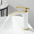 thumbnail image 3 of Waterfall Bathroom Faucet, Brass Faucet Bathroom, Hot and Cold Water Mixer Tap, Single Handle Waterfall Bathroom Sink Faucets White Gold, Short, 3 of 7