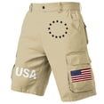 thumbnail image 4 of Men's 9" Lightweight Ripstop Stretch Multi-Pocket American Flag Printed Cargo Shorts Size 4XL Khaki-G, 4 of 6