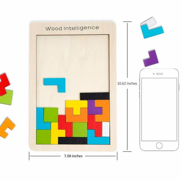Puzzle Tetris De Madera – 30 Bloques Geométricos Coloridos, Tangram Educativo Para Niños 3-6 Años, Juego De Habilidades Y Creatividad