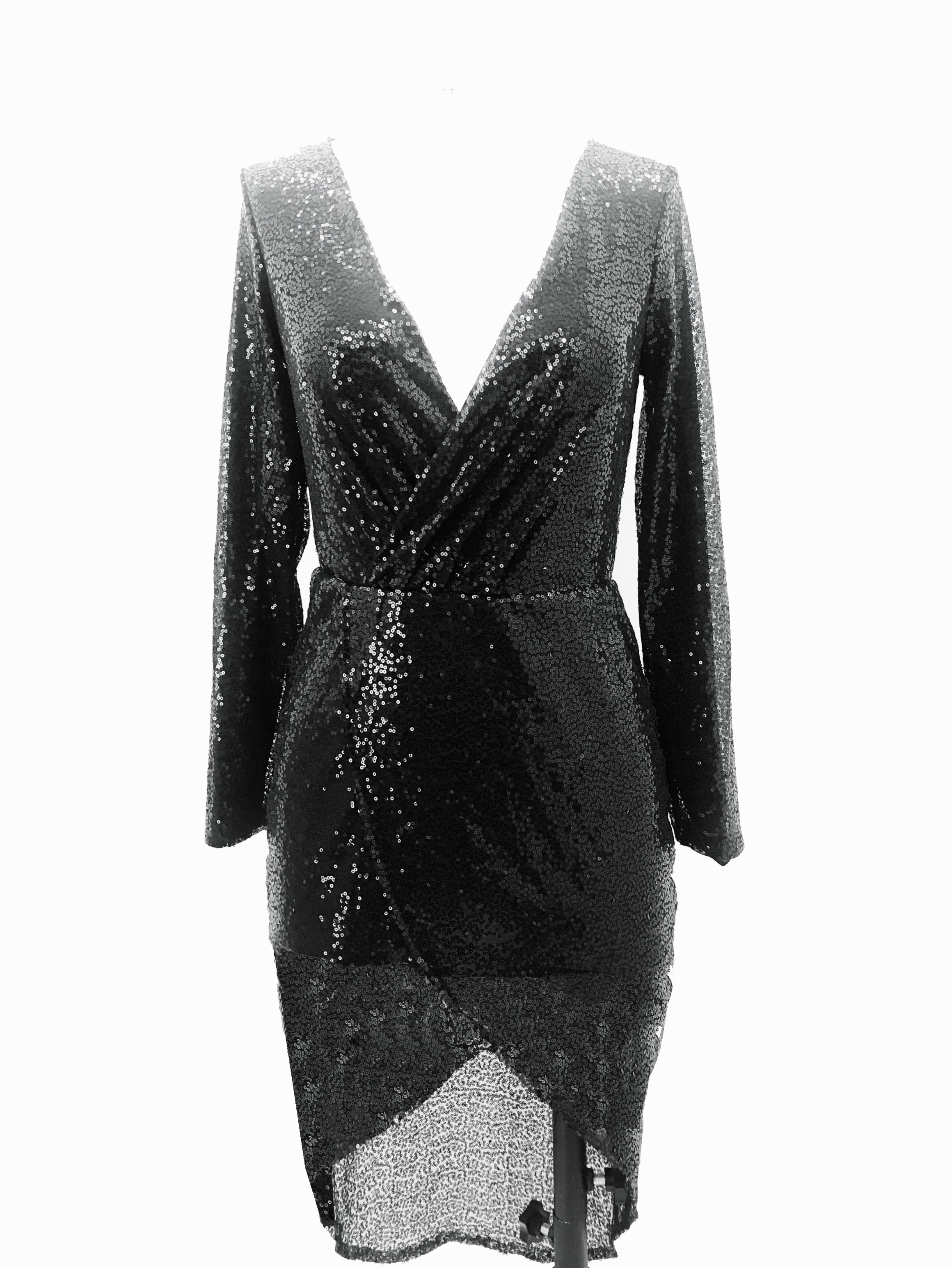 Sequin V-neck Half Sleeve Dress - 2 Colors