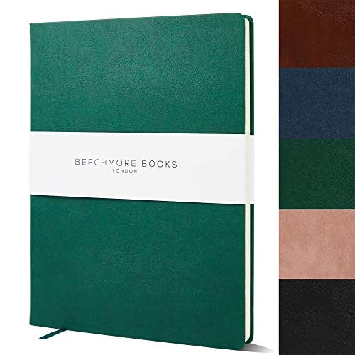 Cuaderno BEECHMORE A4 XL de cuero vegano resistente con reglas Verde Dartmouth