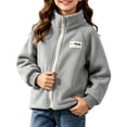 thumbnail image 2 of Wilark Girls Fleece Zip Up Jackets Stand Collar Long SLeeve Casual Fashion Lightweight Relaxed Fit Fall Coat Gray 5, 2 of 6
