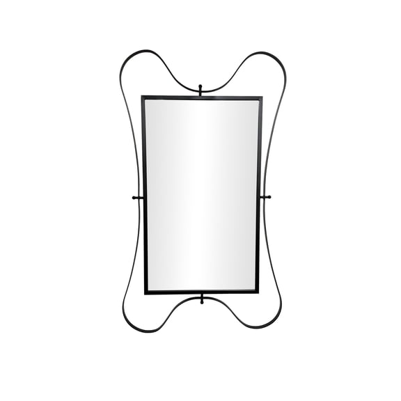 DecMode 50" x 31" Black Wall Mirror with Rounded Edges