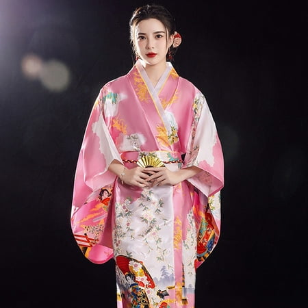 

ALSLIAO Women Kimono Floral Yukata Bride Nightgown Pajama Dress Japanese Cosplay Costume