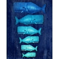 thumbnail image 2 of Fab Funky 20x24 White Modern Wood Framed Museum Art Print Titled - Whale Family Blue on Blue, 2 of 4