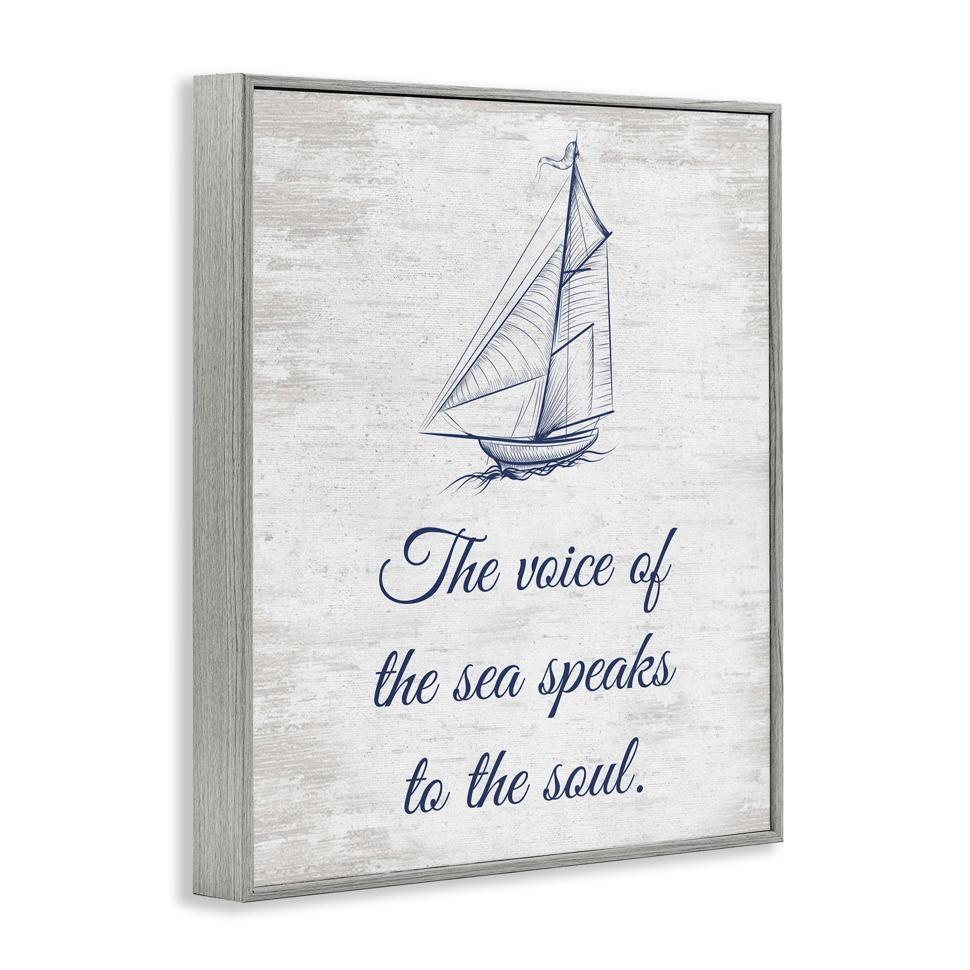 Stupell Industries Voice Of The Sea Transportation Painting Gray Framed Art Print Wall Art, 16 x 20
