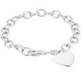 thumbnail image 1 of Sterling Silver Heart-Tag Bracelet, 7.5", 1 of 2