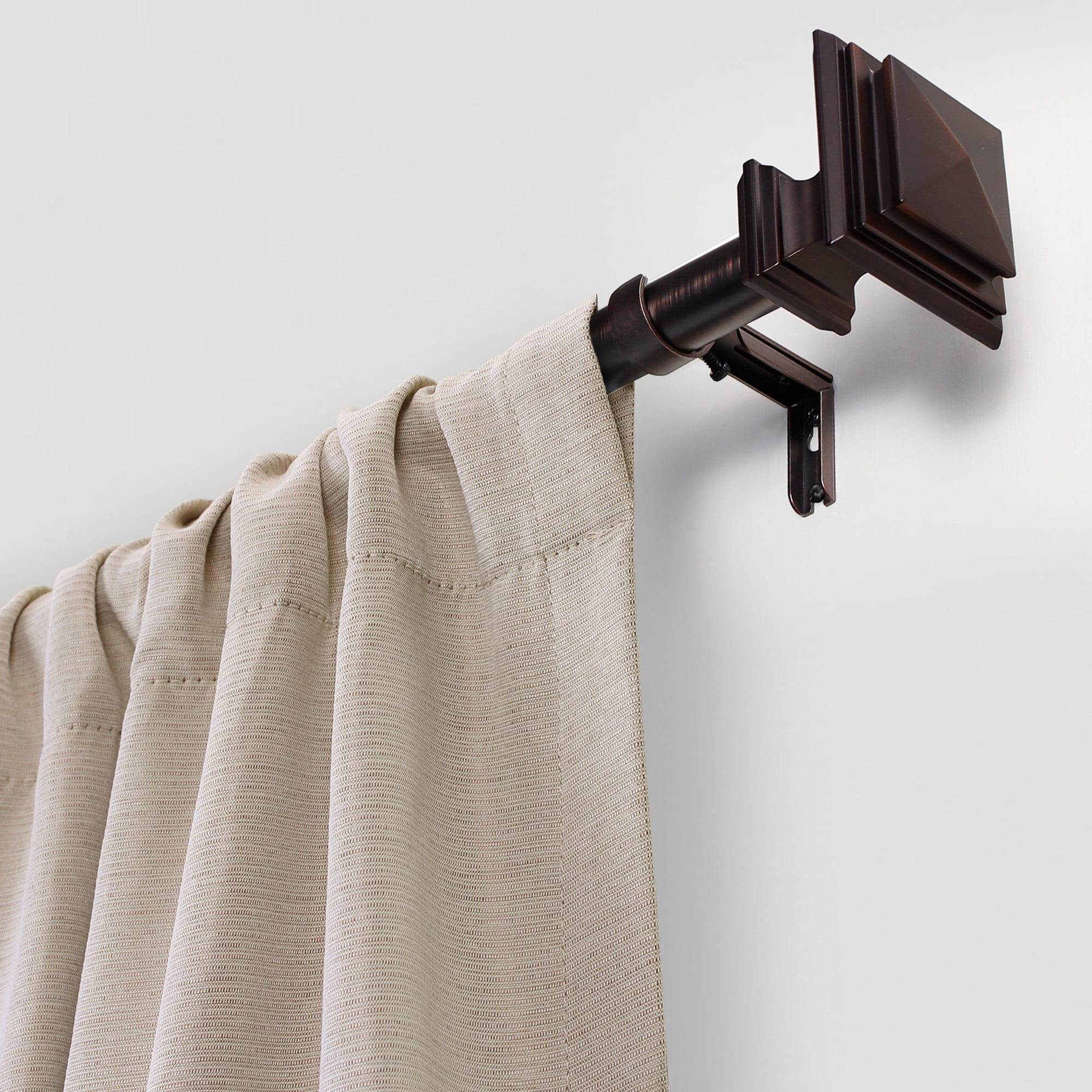 Better Homes & Gardens 1 in Oil-Rubbed Bronze Square Single Curtain Rod Set, 32-120 in