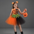 thumbnail image 4 of Kogui Three-Piece Kids Pumpkin Print Sundress Halloween Cosplay & Show Performance Costume (Black, 5-6 Years), 4 of 4