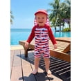 thumbnail image 6 of Cenuakty Newborn Baby 3M 6M 12M 18M 2T 3T Boy Swimsuit Set 4th of July America Flag Print Mock Neck Long Sleeve Rash Guard Swimwear and Sun Hat, 6 of 9