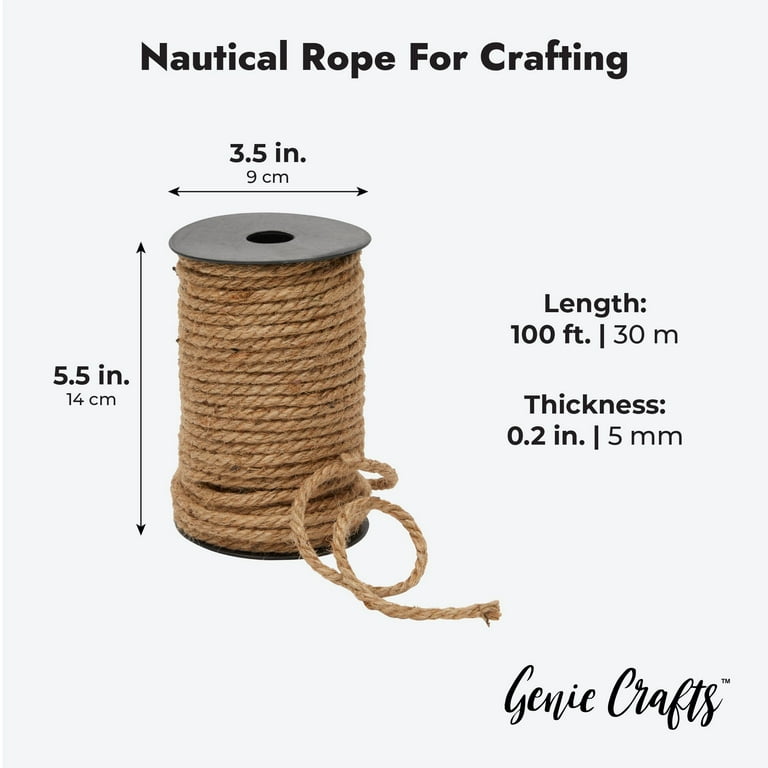 Nautical Rope for Crafts 100 Feet 5mm, Thick Hemp Jute Twine