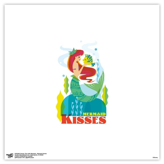 Gallery Pops Disney The Little Mermaid - Mermaid Kisses Wall Art, Unframed Version, 12" x 12"
