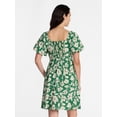 thumbnail image 4 of Time and Tru Women's Airflow Mini Dress with Puff Sleeves, Sizes XS-XXXL, 4 of 6