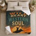 thumbnail image 5 of Western Cowboy Rodeo Sunset Scene, Cozy Typography Art Scene, Warm Flannel Blanket for Living Room and Reading Nook, Art Lovers Valentine's Day Gift, Artistic Home Decor, 5 of 9