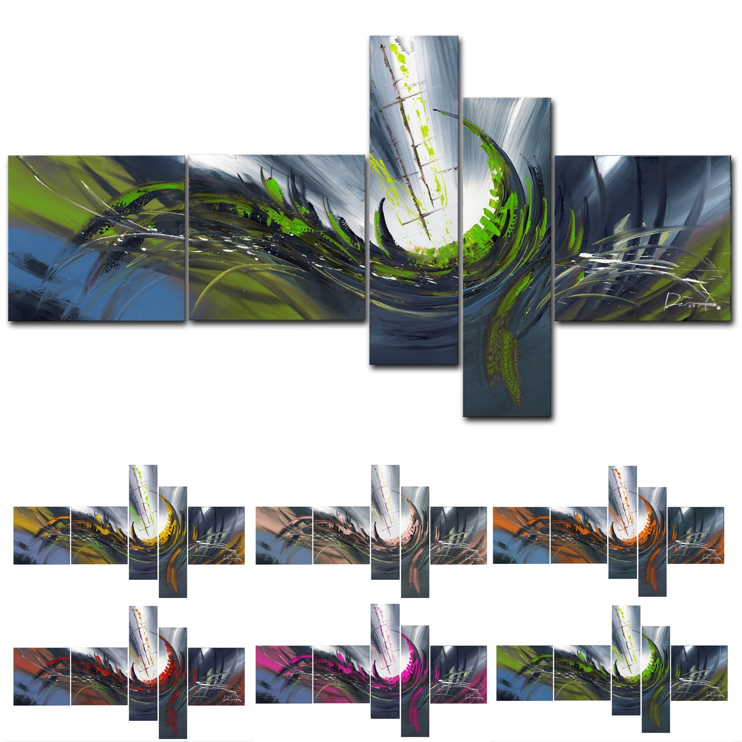 Design Art Orange Modern World 5 Piece Graphic Art on Wrapped Canvas Set