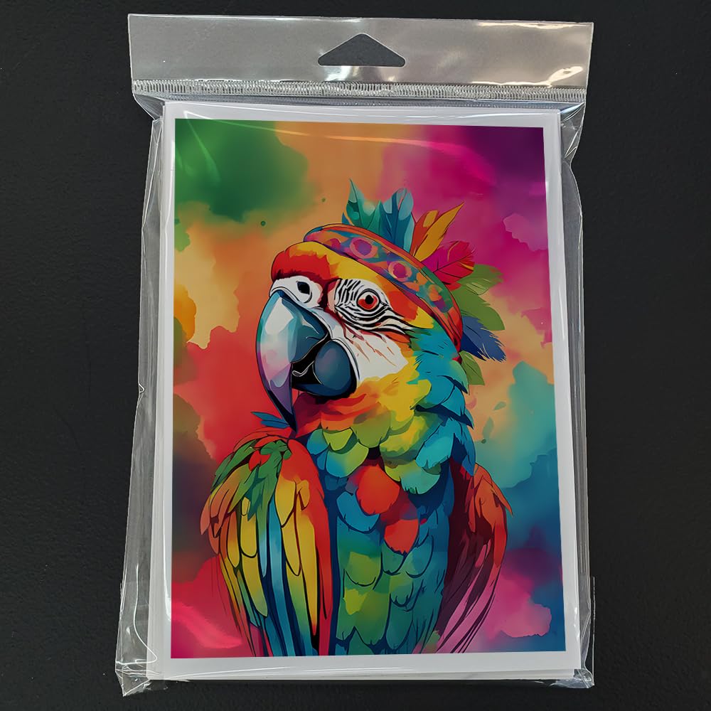 Hippie Animal Parrot Greeting Cards Pack of 8 7 in x 5 in