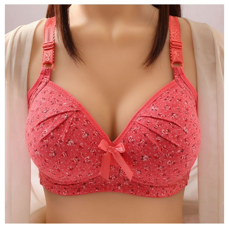 Women Daily Wireless Bra Wire Free Bra with Support Full-Coverage Bras  Small to Plus Size Everyday Wear 2XL Watermelon Red