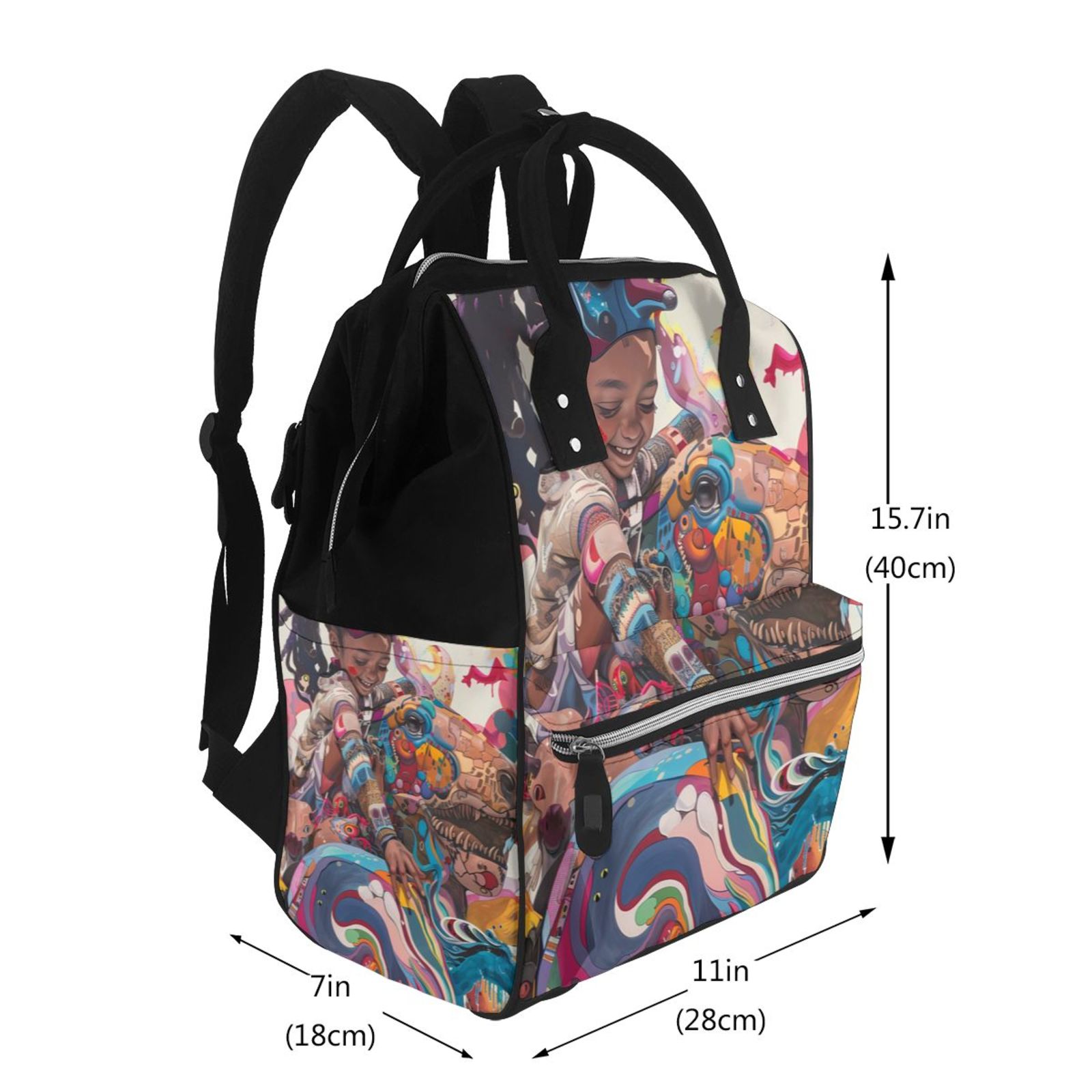 Fuzoiu Fantasy Colorful Beast Print Diaper Bag Backpack,Baby Essentials Travel Tote,Multi function Waterproof Diaper Bag, Travel Essentials Baby Bag - Unisex