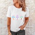thumbnail image 4 of RKSTN Hauts pour Femmes 2024 Col Rond Manches Courtes Mignon Lapin de Pâques Imprimé T-Shirt Mode Été Coupe Décontractée Blouse Unie, 4 of 9