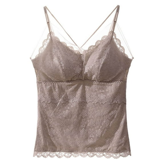Wyongtao Lace Bralette for Women V Neck Camisoles Adjustable Strap Crop Top Sleeveless Bustier Tops,Gray Free Size