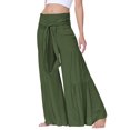 thumbnail image 4 of Pantalones de pierna ancha sólidos de cintura alta informales de moda para mujer pantalones largos ajustados Fridja  alkflakhf35427, 4 of 8