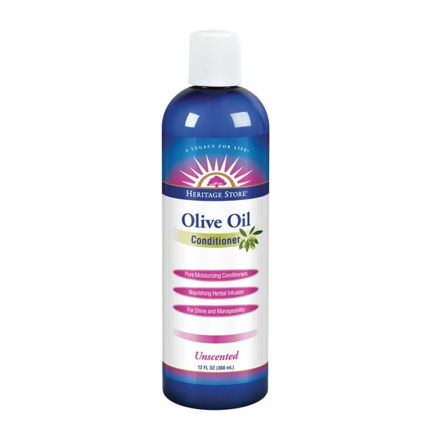 Heritage Store Hair Conditioner, Unscented Olive Oil, 12 Ounce