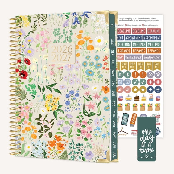 bloom daily planners 2026-2027 Academic Planner, 13-Month Monthly & Weekly Hard Cover, 5.5" x 8.25", Garden Party