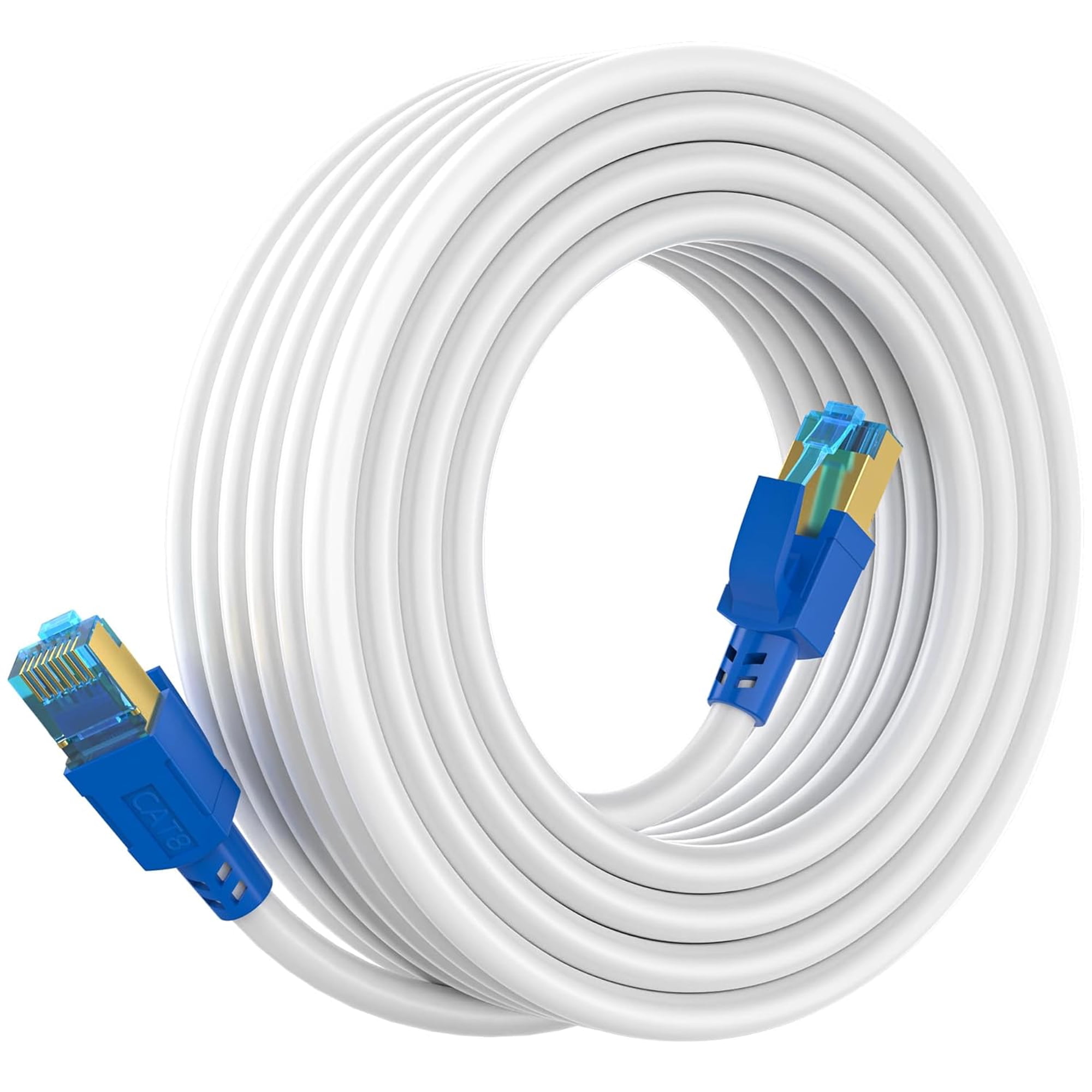 ERUCND-Cat 8 Ethernet Cable 15 ft, 26AWG 40Gbps 2000Mhz Ultra Speed Cat8 LAN Network Cable Patch Cord with Gold Plated RJ45 Connector, Weatherproof UV Resistant for Router/Modem/Gaming/PC/Switch