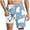White, variant on Mens Shorts Elastic Waist Drawstring Casual Print Shorts Pockets Beach Shorts Sky Blue M