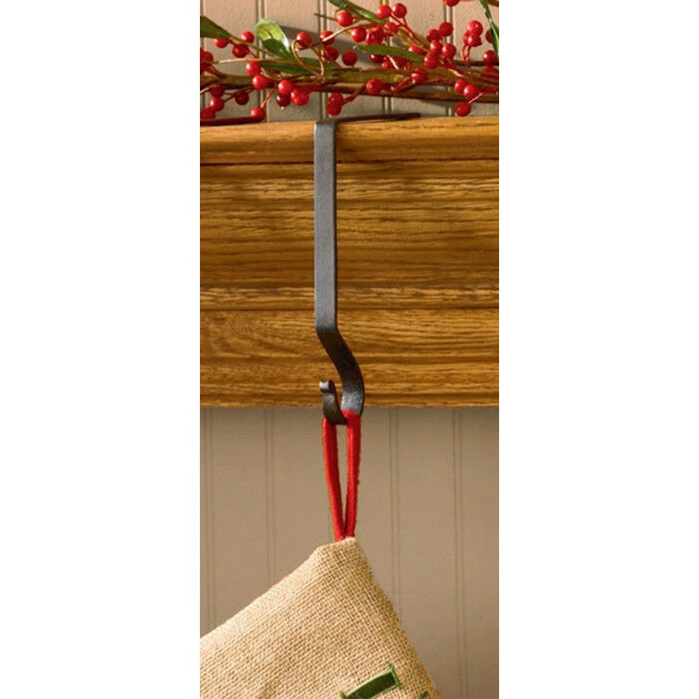 Set of 2 Christmas Stocking Holder Hanger Plain Black Metal 6.5" T Park