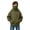 Army Green, variant on Kids Integrated Face Cover Hoodie Built-in Mask Pullover Fleece Lined Warm Top with Pockets