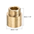 thumbnail image 3 of Uxcell G1/2 Female to G1/2 Male Thread 20mm Brass Extension Pipe Fitting 2 Pack, 3 of 5