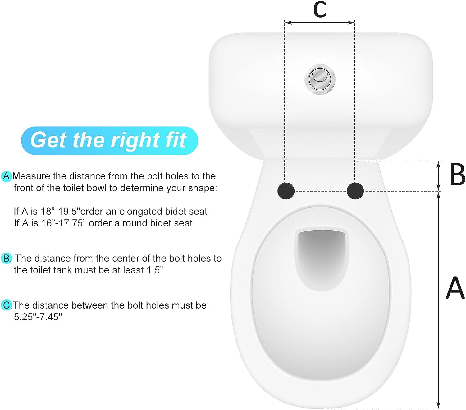 ChaoLink 17" Round Bidet Toilet Seat, Self-Cleaning Dual Nozzles, Adjustable Spray Pressure & Position