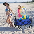 thumbnail image 6 of Wubio Beach Wagon Collapsible Wagon Portable Folding Wagon Garden Beach Cart Outdoor Utility Grocery Wagon Large Capacity Heavy Duty Folding Wagons Portable for Shopping Camping Sports Picnic,Blue, 6 of 9