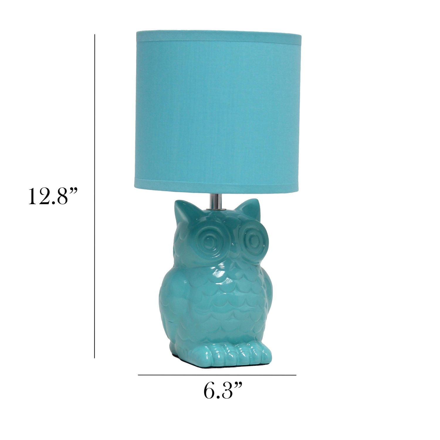 Simple Designs 12.8"  Ceramic Owl Bedside Table Desk Lamp with Matching Fabric Shade for Home Decor, Bedroom, Nightstand, Living Room, Entryway, Kids' Room, Nursery, Dandelion Yellow