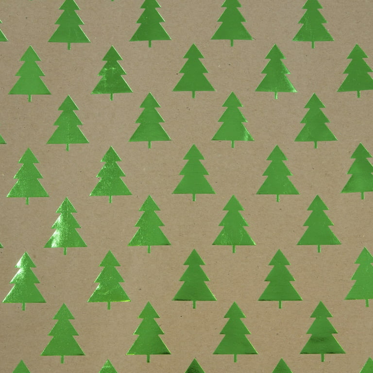 Brown Glitter Modern Festive Tree & Snowflake Wrapping Paper