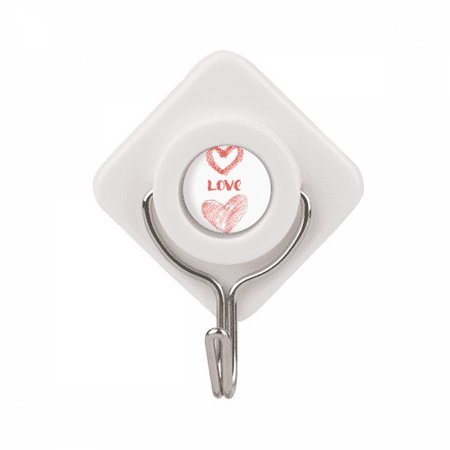 

Love You Heart Red Quote Handwrite Adhesive Wall Hooks Hanging Self Sticky